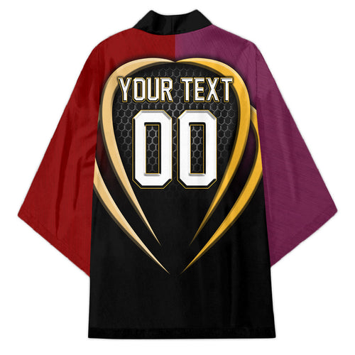 Personalized Brisbane Broncos vs Dolphins Fusion Kimono Hybrid Mascot Lightning Graphic With Hexagon Honeycomb
