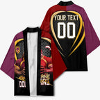 Personalized Brisbane Broncos vs Dolphins Fusion Kimono Hybrid Mascot Lightning Graphic With Hexagon Honeycomb