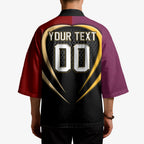 Personalized Brisbane Broncos vs Dolphins Fusion Kimono Hybrid Mascot Lightning Graphic With Hexagon Honeycomb