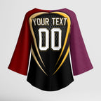 Personalized Brisbane Broncos vs Dolphins Fusion Kimono Sleeve Blouse Hybrid Mascot Lightning Graphic With Hexagon Honeycomb