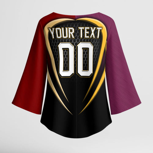 Personalized Brisbane Broncos vs Dolphins Fusion Kimono Sleeve Blouse Hybrid Mascot Lightning Graphic With Hexagon Honeycomb