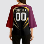 Personalized Brisbane Broncos vs Dolphins Fusion Kimono Sleeve Blouse Hybrid Mascot Lightning Graphic With Hexagon Honeycomb