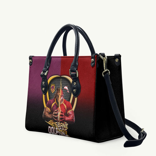Brisbane Broncos vs Dolphins Fusion Leather Bag Hybrid Mascot Lightning Graphic With Hexagon Honeycomb