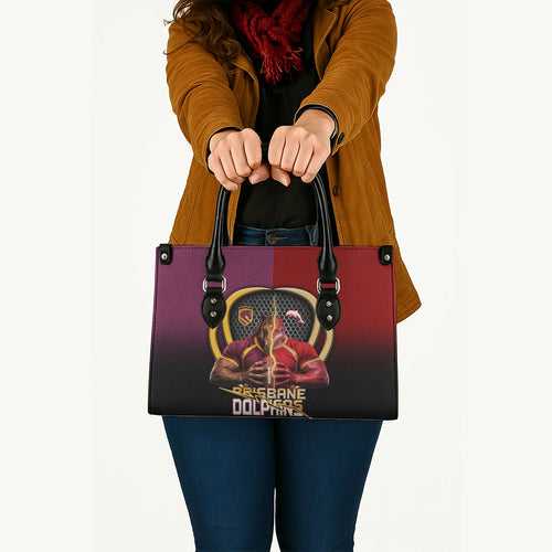 Brisbane Broncos vs Dolphins Fusion Leather Bag Hybrid Mascot Lightning Graphic With Hexagon Honeycomb