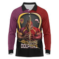 Personalized Brisbane Broncos vs Dolphins Fusion Long Sleeve Polo Shirt Hybrid Mascot Lightning Graphic With Hexagon Honeycomb