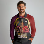 Personalized Brisbane Broncos vs Dolphins Fusion Long Sleeve Polo Shirt Hybrid Mascot Lightning Graphic With Hexagon Honeycomb
