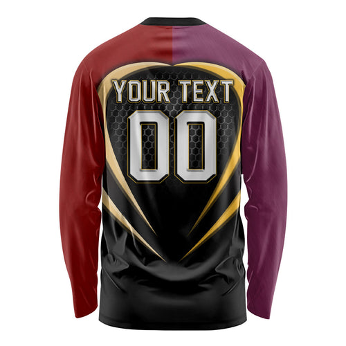 Personalized Brisbane Broncos vs Dolphins Fusion Long Sleeve Shirt Hybrid Mascot Lightning Graphic With Hexagon Honeycomb