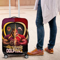 Brisbane Broncos vs Dolphins Fusion Luggage Cover Hybrid Mascot Lightning Graphic With Hexagon Honeycomb