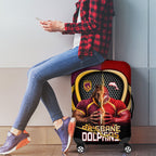 Brisbane Broncos vs Dolphins Fusion Luggage Cover Hybrid Mascot Lightning Graphic With Hexagon Honeycomb