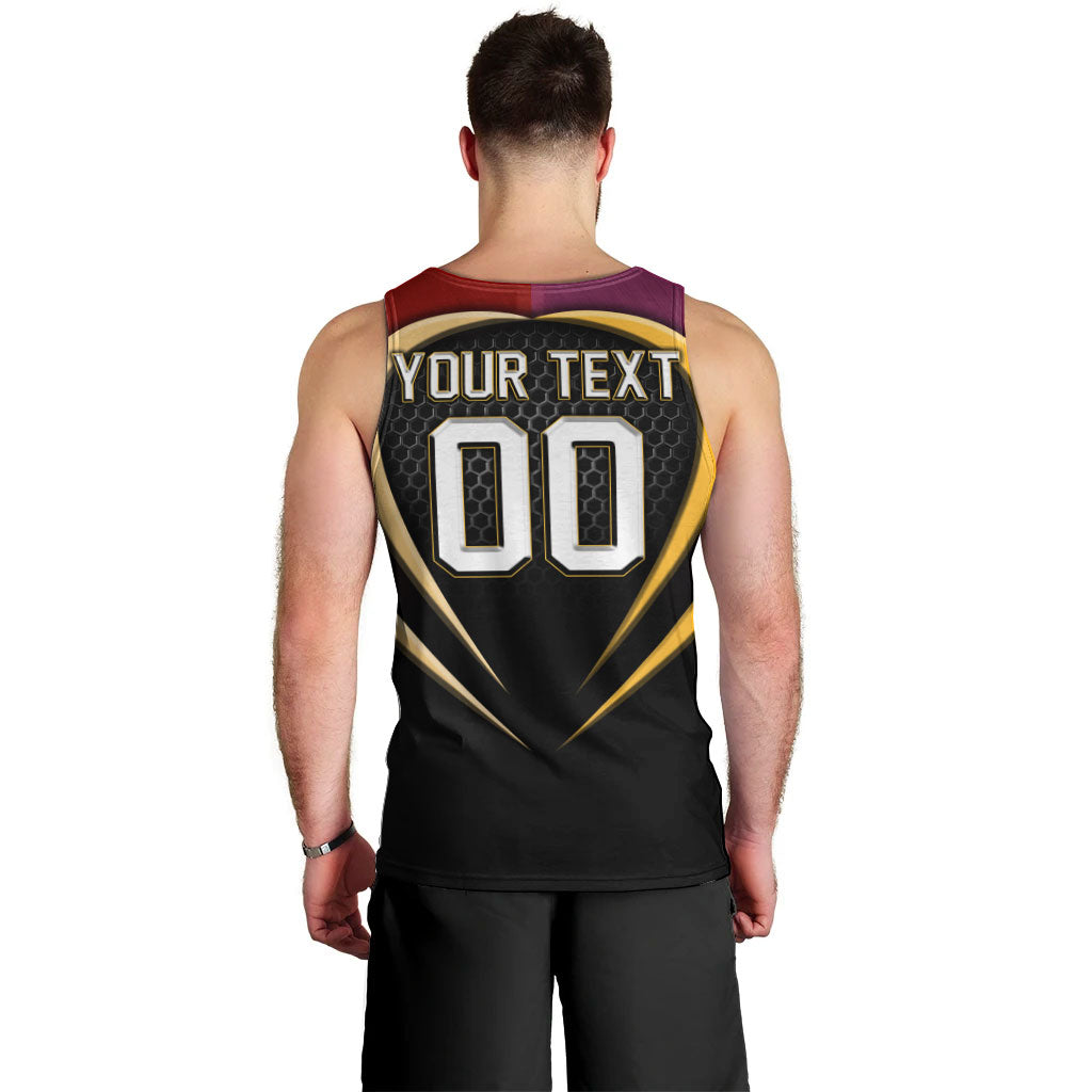 Personalized Brisbane Broncos vs Dolphins Fusion Men Tank Top Hybrid Mascot Lightning Graphic With Hexagon Honeycomb