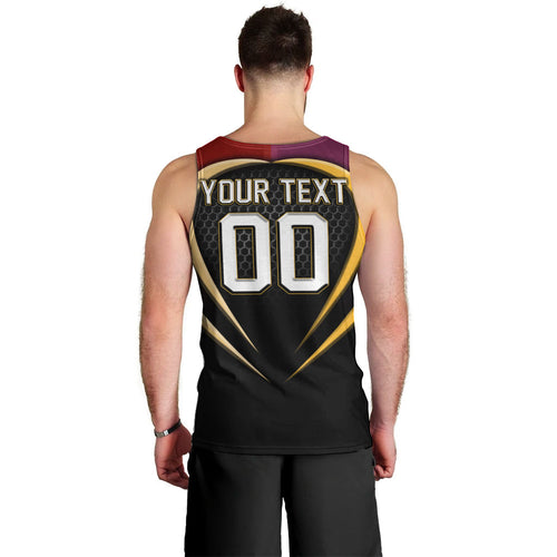 Personalized Brisbane Broncos vs Dolphins Fusion Men Tank Top Hybrid Mascot Lightning Graphic With Hexagon Honeycomb