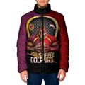 Personalized Brisbane Broncos vs Dolphins Fusion Padded Jacket Hybrid Mascot Lightning Graphic With Hexagon Honeycomb