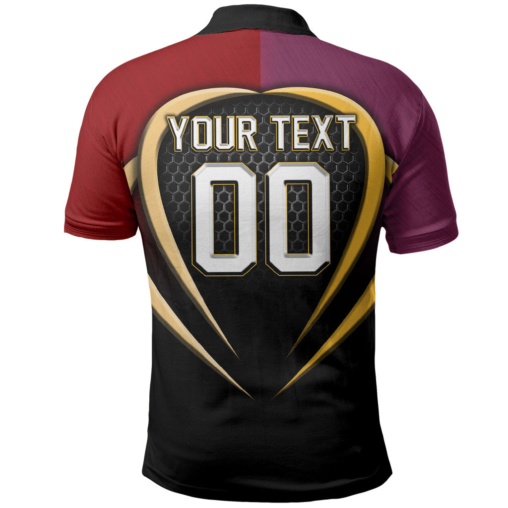 Personalized Brisbane Broncos vs Dolphins Fusion Polo Shirt Hybrid Mascot Lightning Graphic With Hexagon Honeycomb