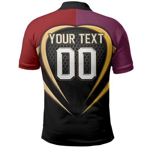 Personalized Brisbane Broncos vs Dolphins Fusion Polo Shirt Hybrid Mascot Lightning Graphic With Hexagon Honeycomb