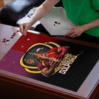Brisbane Broncos vs Dolphins Fusion Puzzle Hybrid Mascot Lightning Graphic With Hexagon Honeycomb