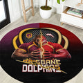 Brisbane Broncos vs Dolphins Fusion Round Carpet Hybrid Mascot Lightning Graphic With Hexagon Honeycomb