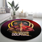 Brisbane Broncos vs Dolphins Fusion Round Carpet Hybrid Mascot Lightning Graphic With Hexagon Honeycomb
