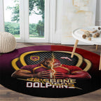 Brisbane Broncos vs Dolphins Fusion Round Carpet Hybrid Mascot Lightning Graphic With Hexagon Honeycomb