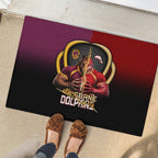 Brisbane Broncos vs Dolphins Fusion Rubber Doormat Hybrid Mascot Lightning Graphic With Hexagon Honeycomb