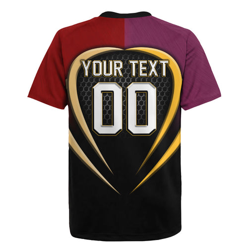 Personalized Brisbane Broncos vs Dolphins Fusion Rugby Jersey Hybrid Mascot Lightning Graphic With Hexagon Honeycomb