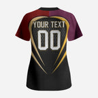 Personalized Brisbane Broncos vs Dolphins Fusion Scrub Top Hybrid Mascot Lightning Graphic With Hexagon Honeycomb
