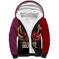 Personalized Brisbane Broncos vs Dolphins Fusion Sherpa Hoodie Hybrid Mascot Lightning Graphic With Hexagon Honeycomb