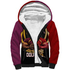 Personalized Brisbane Broncos vs Dolphins Fusion Sherpa Hoodie Hybrid Mascot Lightning Graphic With Hexagon Honeycomb