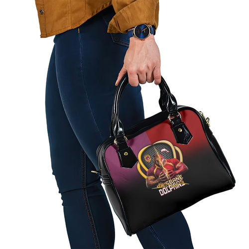 Brisbane Broncos vs Dolphins Fusion Shoulder Handbag Hybrid Mascot Lightning Graphic With Hexagon Honeycomb