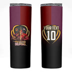 Personalized Brisbane Broncos vs Dolphins Fusion Skinny Tumbler Hybrid Mascot Lightning Graphic With Hexagon Honeycomb
