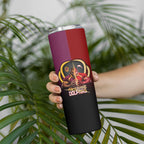 Personalized Brisbane Broncos vs Dolphins Fusion Skinny Tumbler Hybrid Mascot Lightning Graphic With Hexagon Honeycomb