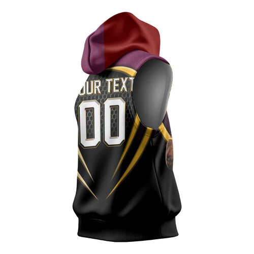 Personalized Brisbane Broncos vs Dolphins Fusion Sleeveless Hoodie Hybrid Mascot Lightning Graphic With Hexagon Honeycomb