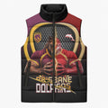 Personalized Brisbane Broncos vs Dolphins Fusion Sleeveless Puffer Jacket Hybrid Mascot Lightning Graphic With Hexagon Honeycomb