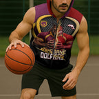 Personalized Brisbane Broncos vs Dolphins Fusion Sleeveless Zip Hoodie Hybrid Mascot Lightning Graphic With Hexagon Honeycomb