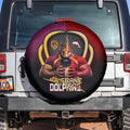 Brisbane Broncos vs Dolphins Fusion Spare Tire Cover Hybrid Mascot Lightning Graphic With Hexagon Honeycomb