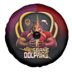 Brisbane Broncos vs Dolphins Fusion Spare Tire Cover Hybrid Mascot Lightning Graphic With Hexagon Honeycomb