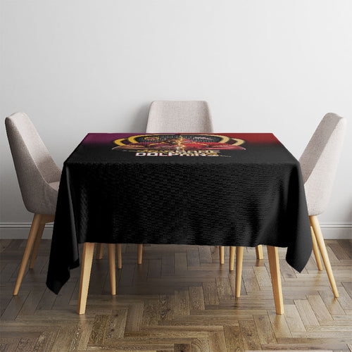 Brisbane Broncos vs Dolphins Fusion Tablecloth Hybrid Mascot Lightning Graphic With Hexagon Honeycomb