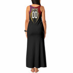 Personalized Brisbane Broncos vs Dolphins Fusion Tank Maxi Dress Hybrid Mascot Lightning Graphic With Hexagon Honeycomb