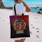Brisbane Broncos vs Dolphins Fusion Tote Bag Hybrid Mascot Lightning Graphic With Hexagon Honeycomb