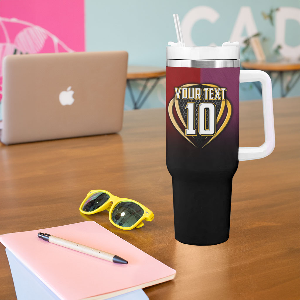 Personalized Brisbane Broncos vs Dolphins Fusion Tumbler With Handle Hybrid Mascot Lightning Graphic With Hexagon Honeycomb