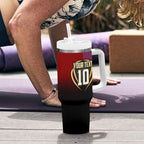 Personalized Brisbane Broncos vs Dolphins Fusion Tumbler With Handle Hybrid Mascot Lightning Graphic With Hexagon Honeycomb