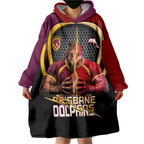 Personalized Brisbane Broncos vs Dolphins Fusion Wearable Blanket Hoodie Hybrid Mascot Lightning Graphic With Hexagon Honeycomb