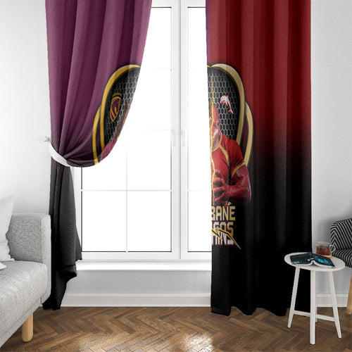 Brisbane Broncos vs Dolphins Fusion Window Curtain Hybrid Mascot Lightning Graphic With Hexagon Honeycomb