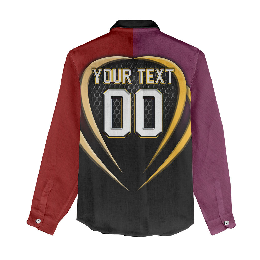 Personalized Brisbane Broncos vs Dolphins Fusion Women Casual Shirt Hybrid Mascot Lightning Graphic With Hexagon Honeycomb
