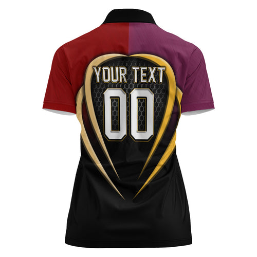 Personalized Brisbane Broncos vs Dolphins Fusion Women Polo Shirt Hybrid Mascot Lightning Graphic With Hexagon Honeycomb