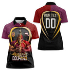 Personalized Brisbane Broncos vs Dolphins Fusion Women Polo Shirt Hybrid Mascot Lightning Graphic With Hexagon Honeycomb