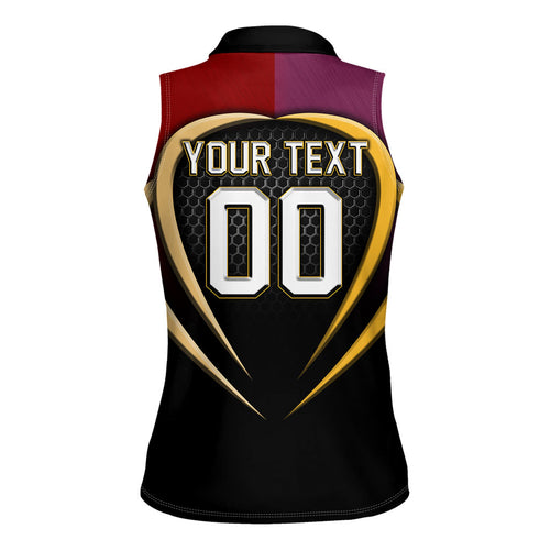 Personalized Brisbane Broncos vs Dolphins Fusion Women Sleeveless Polo Shirt Hybrid Mascot Lightning Graphic With Hexagon Honeycomb