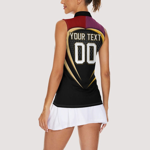 Personalized Brisbane Broncos vs Dolphins Fusion Women Sleeveless Polo Shirt Hybrid Mascot Lightning Graphic With Hexagon Honeycomb