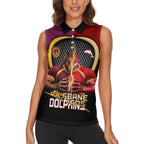 Personalized Brisbane Broncos vs Dolphins Fusion Women Sleeveless Polo Shirt Hybrid Mascot Lightning Graphic With Hexagon Honeycomb