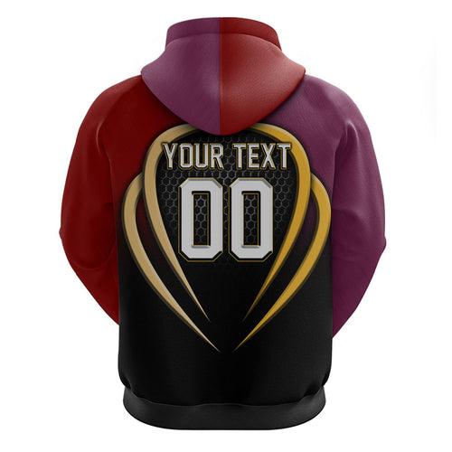 Personalized Brisbane Broncos vs Dolphins Fusion Zip Hoodie Hybrid Mascot Lightning Graphic With Hexagon Honeycomb