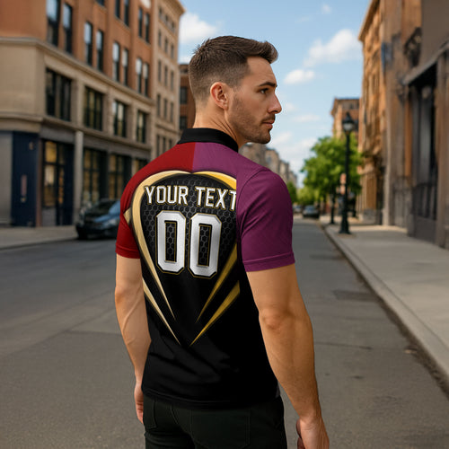 Personalized Brisbane Broncos vs Dolphins Fusion Zipper Polo Shirt Hybrid Mascot Lightning Graphic With Hexagon Honeycomb